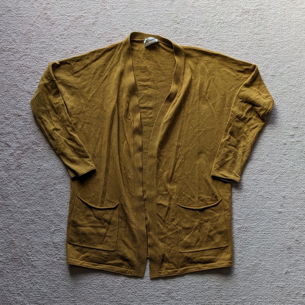 Thought yellow cotton and wool blend cardigan sweater, size 4